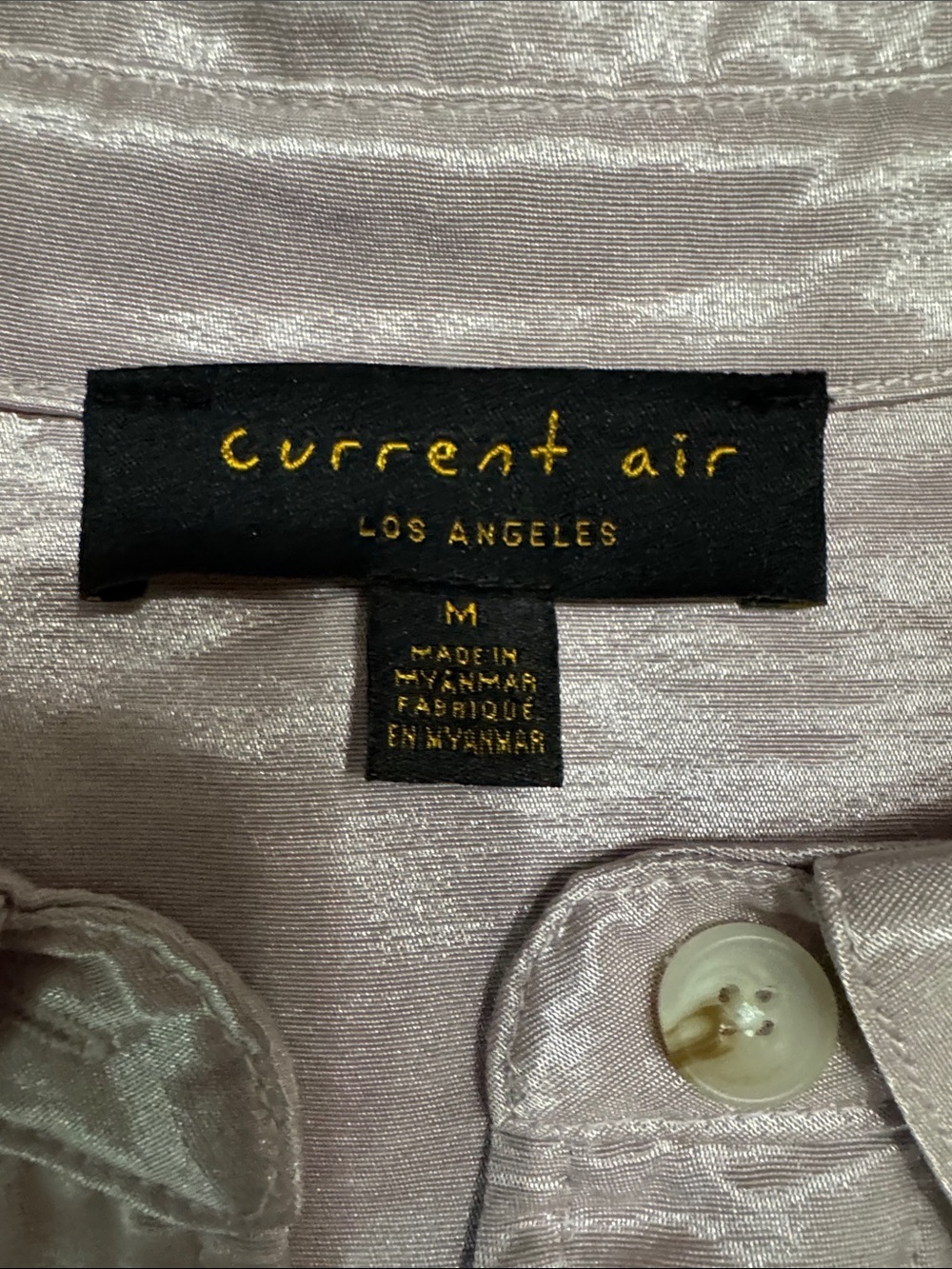Anthropologie Current Air Iridescent Pale Pink Button-Down Shirt Medium - Picture 2 of 7